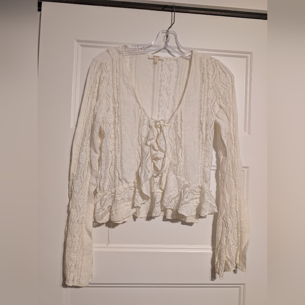 Elegant Cream Lace Women Top